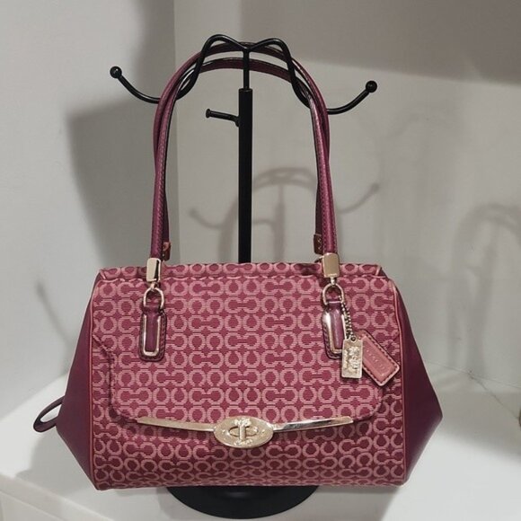 Coach Madison Madeline Op Art Needle Point Satchel Handbag Purse - Picture 3 of 16